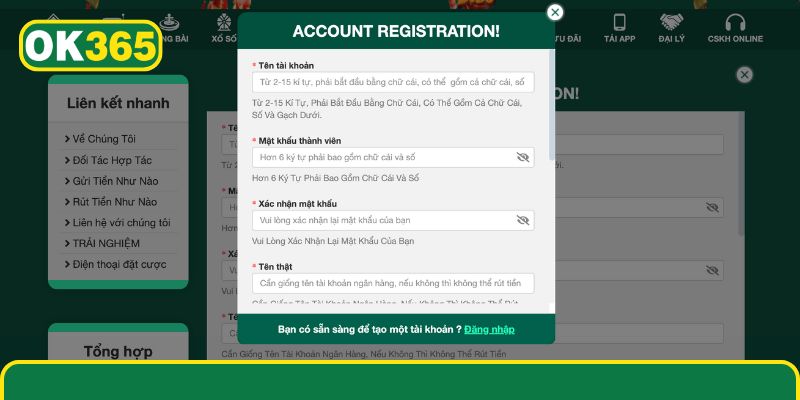 Đăng Ký OK365 Nhanh Gọn Và Chính Xác Cho Người Mới Điều kiện & yêu cầu mở acc game OK365
